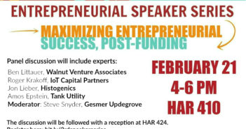 Speaking Panel: Maximizing Entrepreneurial Success, Post Funding: 2/21, 4 - 6 pm
